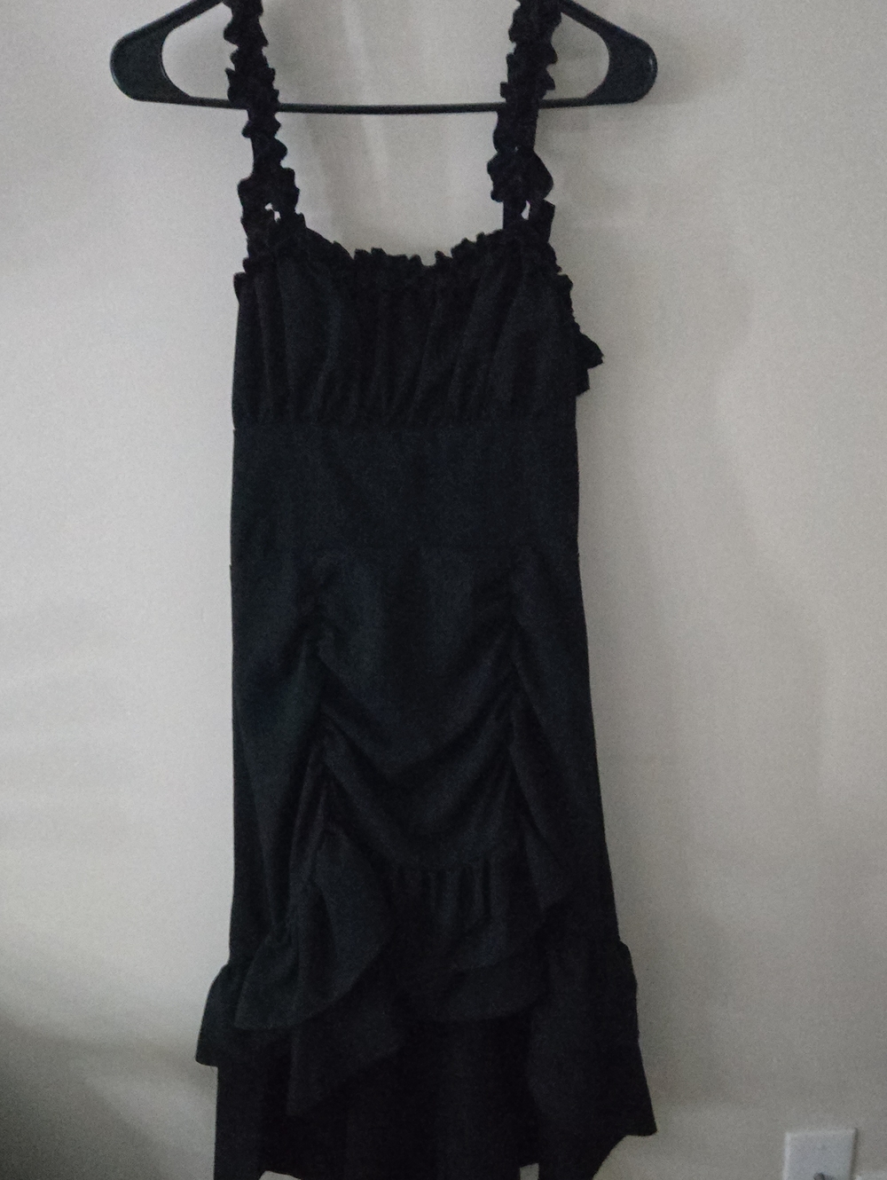 Black Ruffled Strap Dress